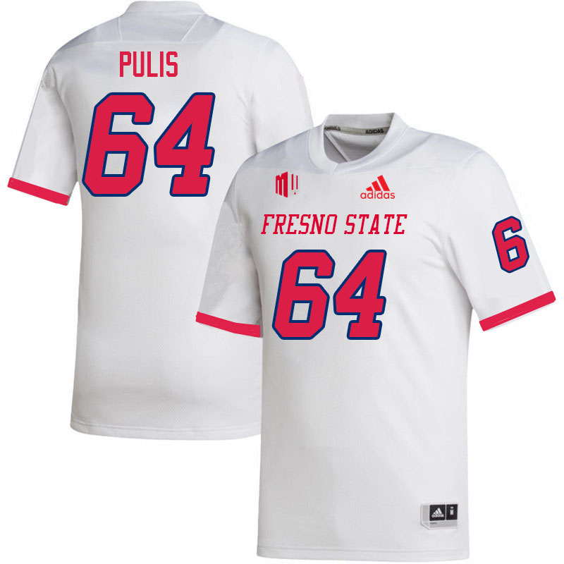 Men #64 Hayden Pulis Fresno State Bulldogs College Football Jerseys Stitched Sale-White